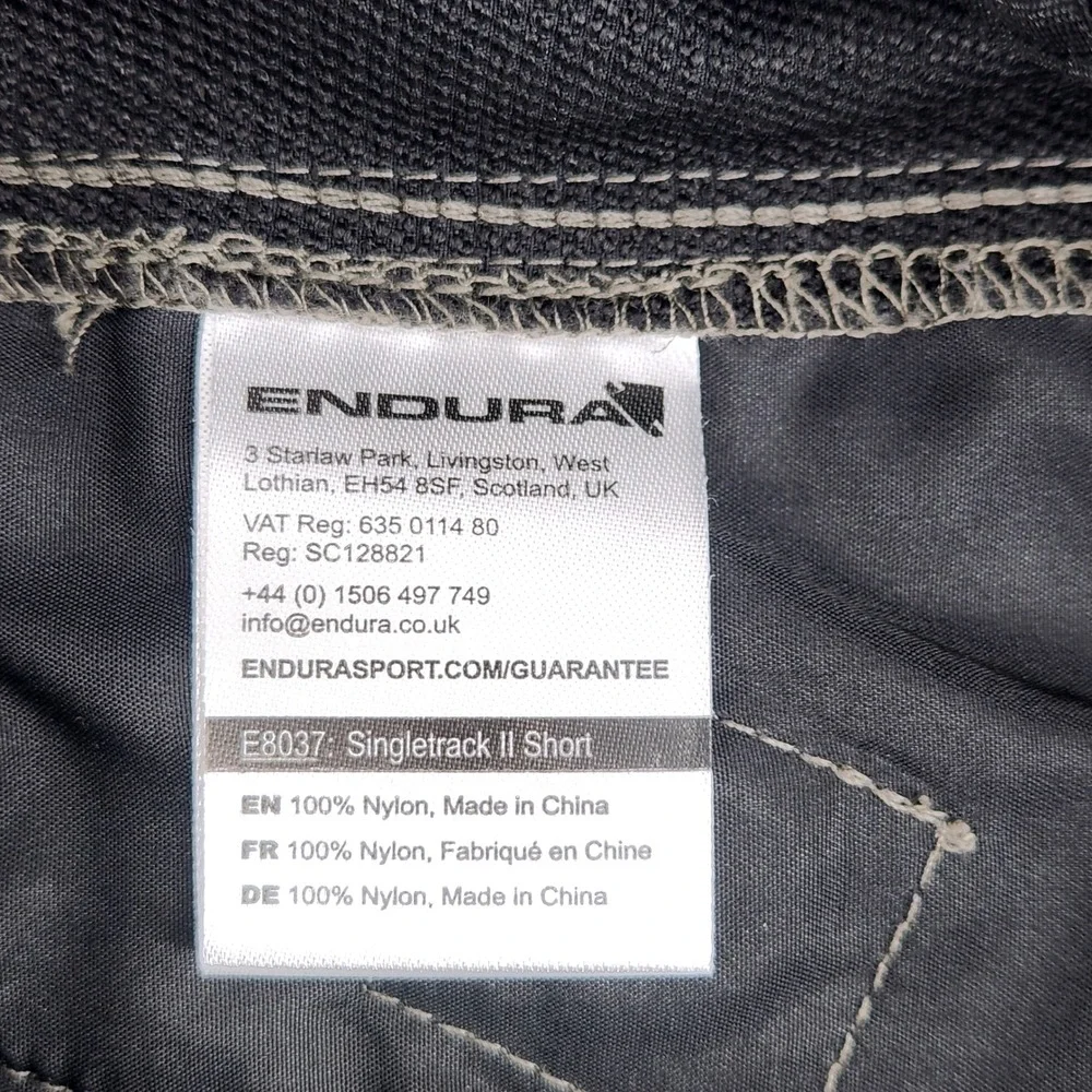Endura Singletrack II Short Mens XL Olive Green Black Nylon MTB Cycling Shorts